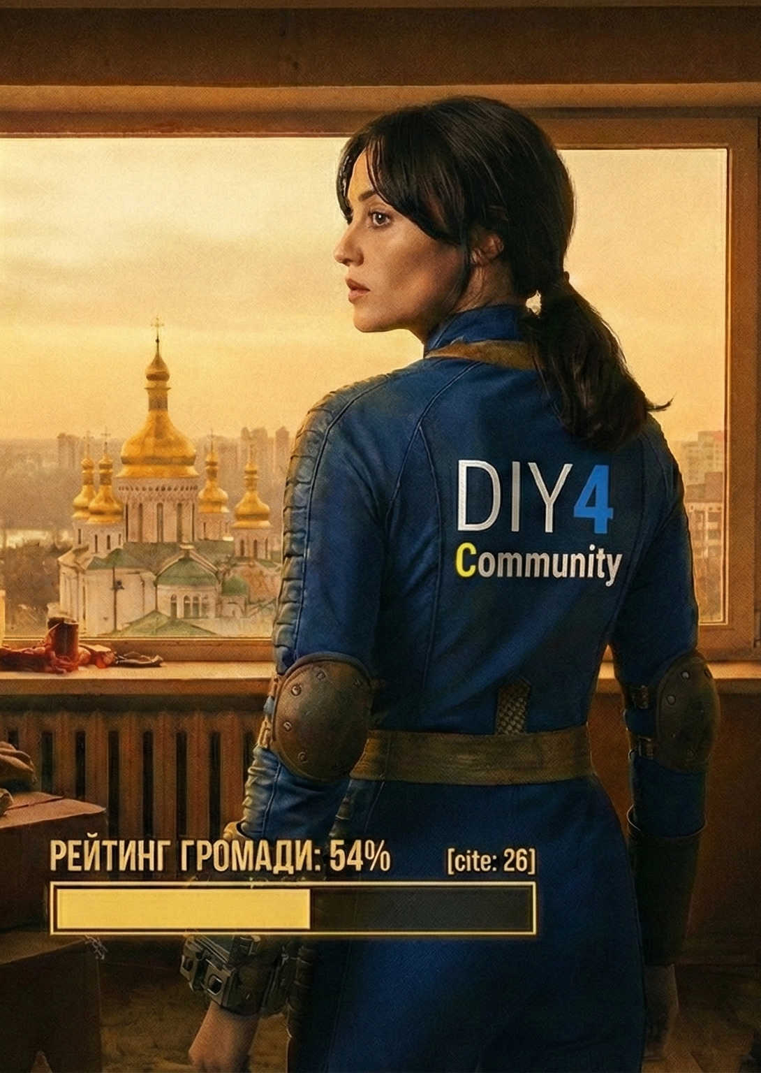 Гравчиня DIY4Community 3D на тлі Києва
